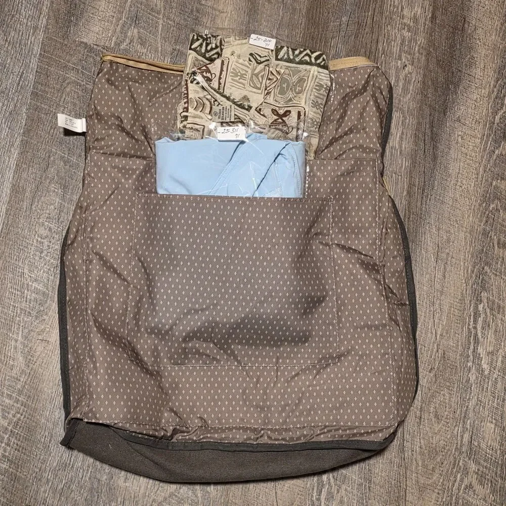 Scan Writer Green Tan Tote Carry Bag Vintage Cotton Field Co Collection 19X6X5